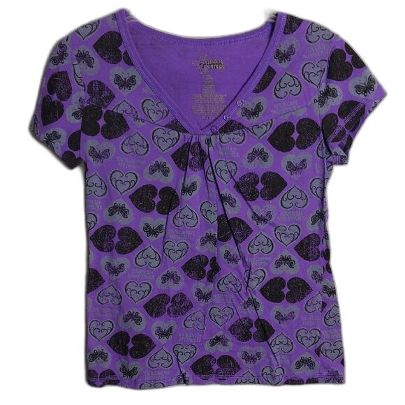 Hannah Montana Purple Heart Tee Juniors L Y2K - Picture 1 of 3